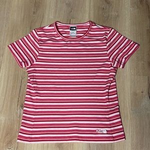 The North Face Pink and White‎ Striped T Shirt. Women’s Small. Good condition.
